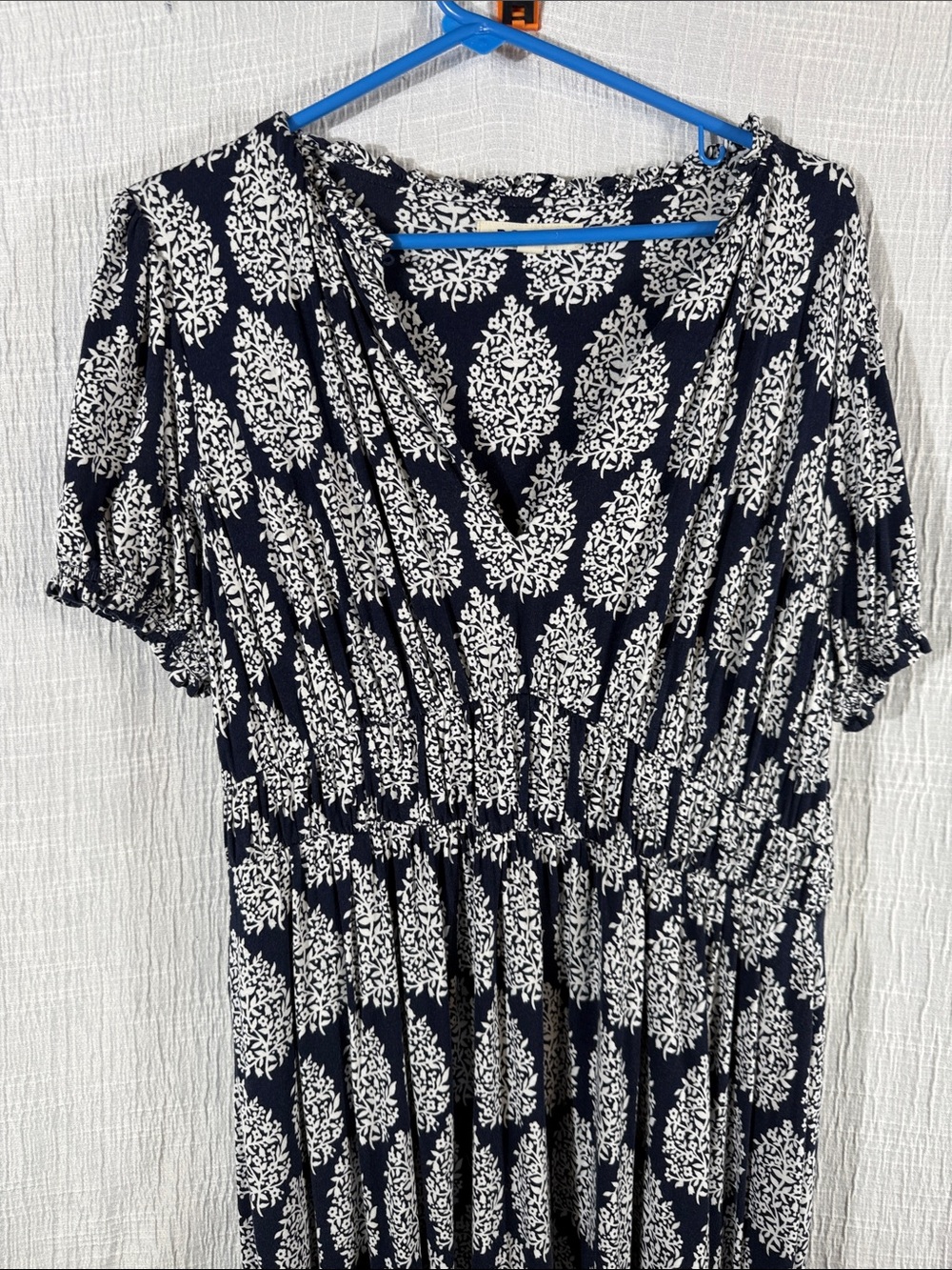 BODEN Rosanna Jersey Midi Tea Dress Sz 10 Blue French Navy Floret Paisley - Picture 6 of 9